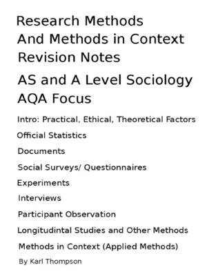 cover image of Research Methods and Methods in Context Revision Notes for AS Level and a Level Sociology, AQA Focus